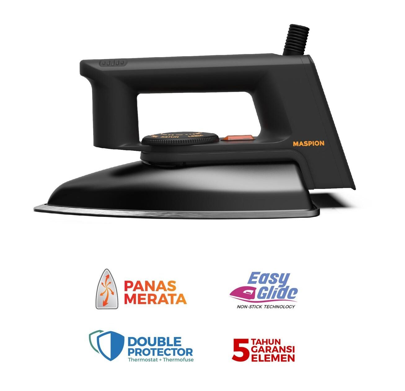 maspion setrika listrik ex 1010bb warna hitam exclusive garansi resmi