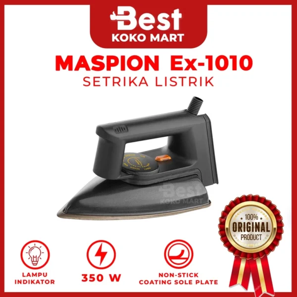Maspion Setrika Listrik EX-1010bb Warna Hitam Exclusive Garansi Resmi