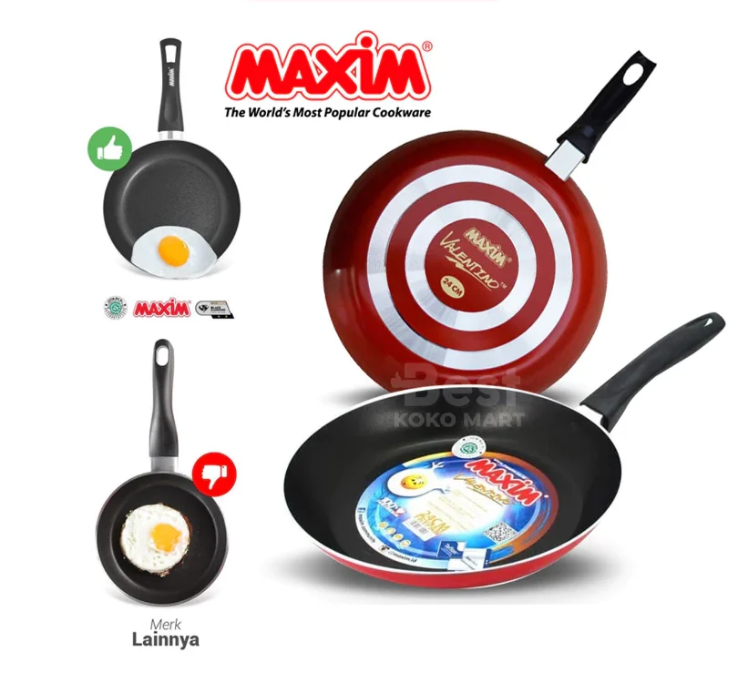 maxim valentino teflon / frypan anti lengket ukuran 12, 18, 20, 22, 24, 26 cm