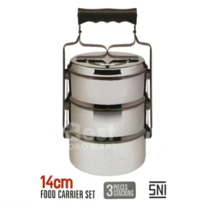 maspion ss rantang stainless steel 14 cm susun 3 food carrier catering / lunch box tempat makanan sayur lauk pauk silver
