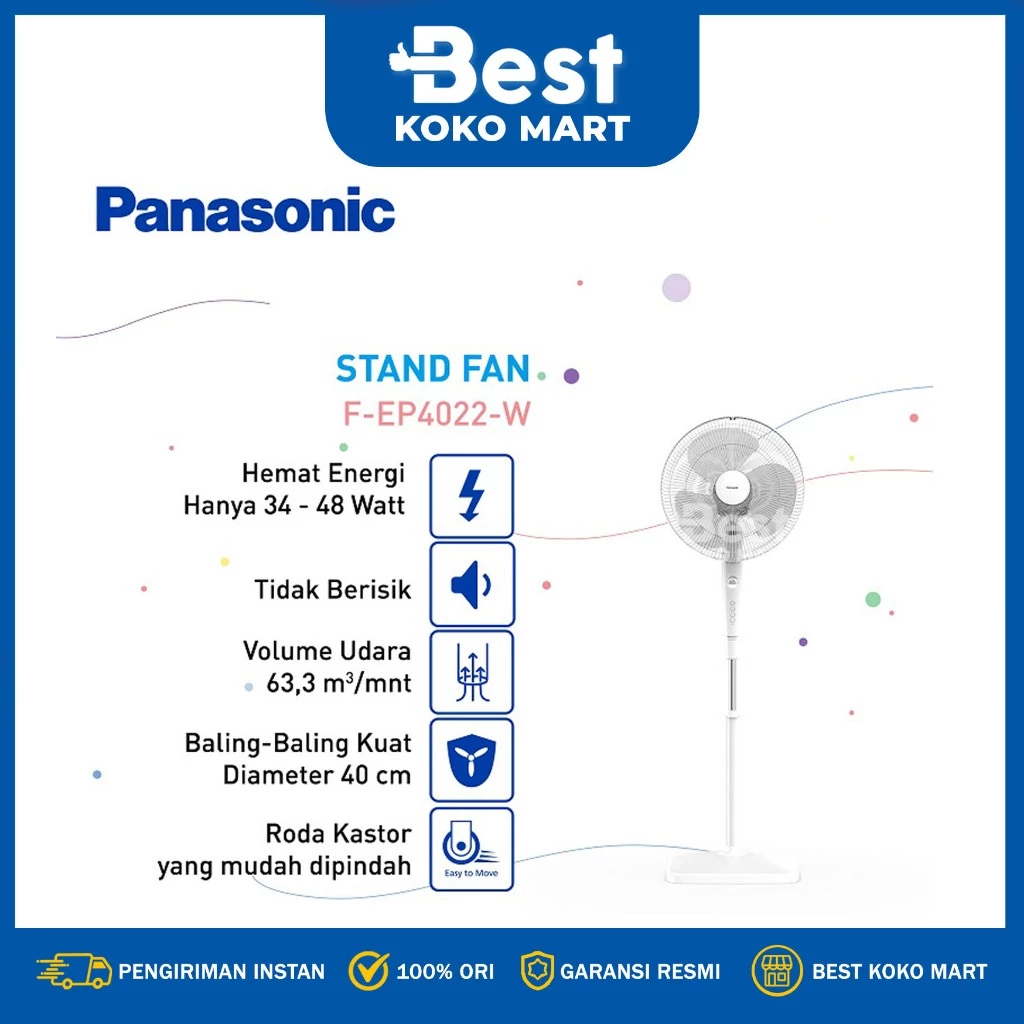 Panasonic F-EP4022-W -Kipas Angin Berdiri / Stand Fan - Gambar 1