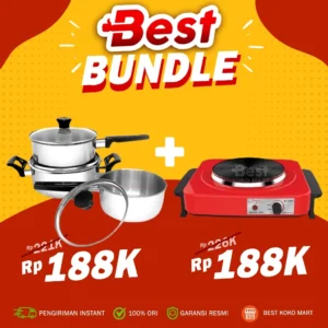 BEST BUNDLE Maspion S301Kompor Listrik + Maspion Maxim Super FIT Stainless Steel Set - Sauce Pan 16 cm dan 18 cm + Dutch Oven 20 cm
