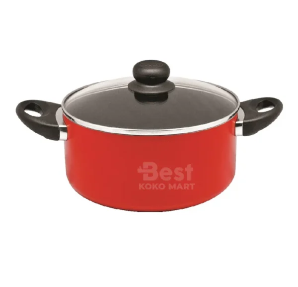 maxim valentino panci dutch oven 20 cm teflon anti lengket + glass cover / dutch oven tutup kaca