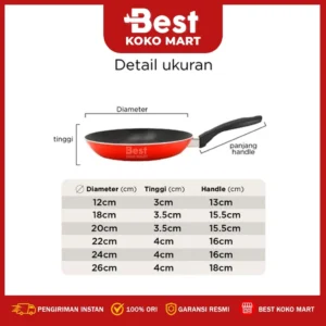 Teflon / Frypan Maxim Valentino Anti Lengket Ukuran 12, 18, 20, 22, 24, 26 cm - Gambar 3