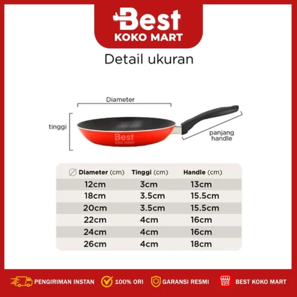 Teflon / Frypan Maxim Valentino Anti Lengket Ukuran 12, 18, 20, 22, 24, 26 cm
