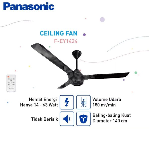 panasonic f ey1424 k ceiling fan black garansi resmi original