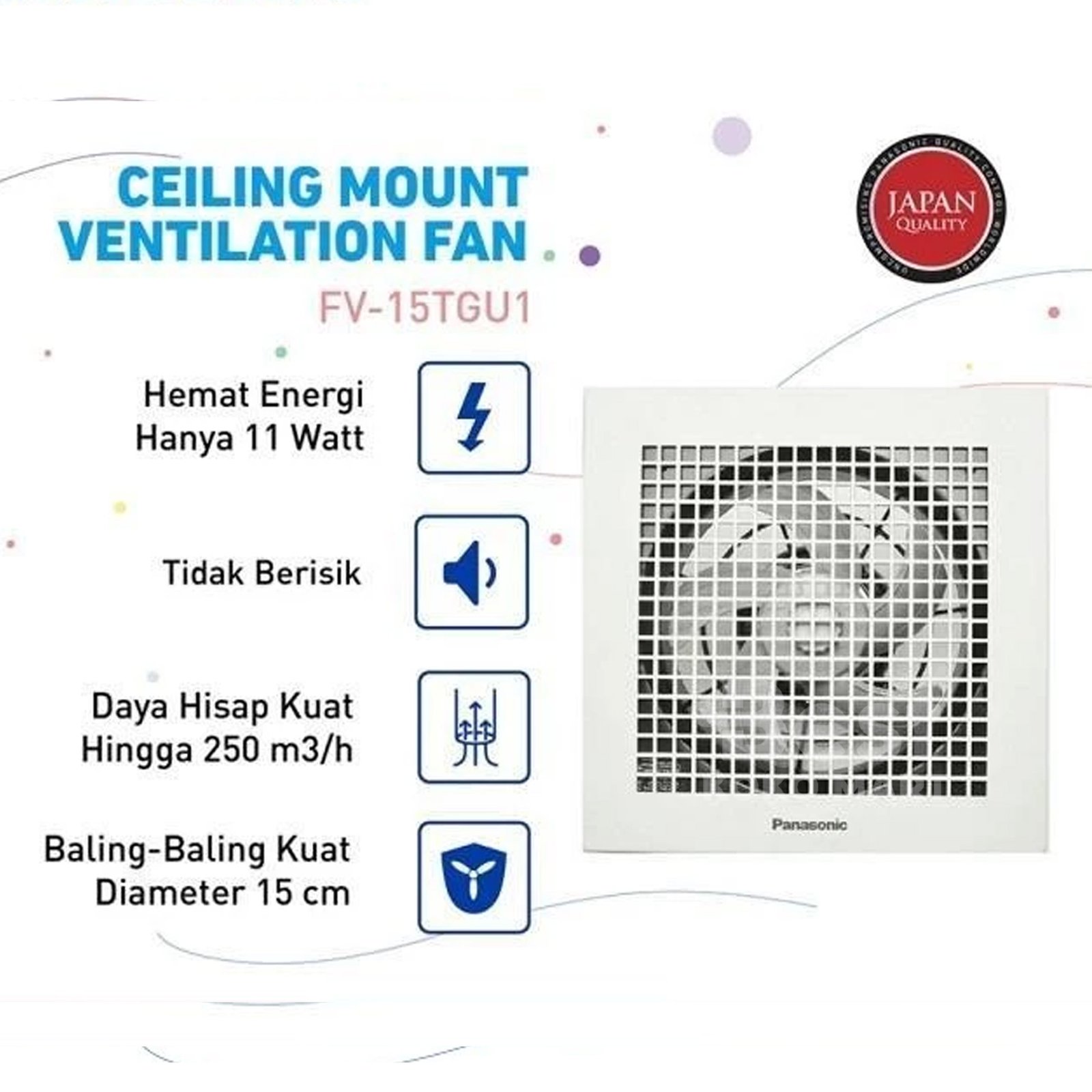 panasonic fv 15tgu1 w kipas ventilasi / ventilating fan garansi resmi original panasonic fv 15tgu1 w kipas ventilasi / ventilating fan garansi resmi original