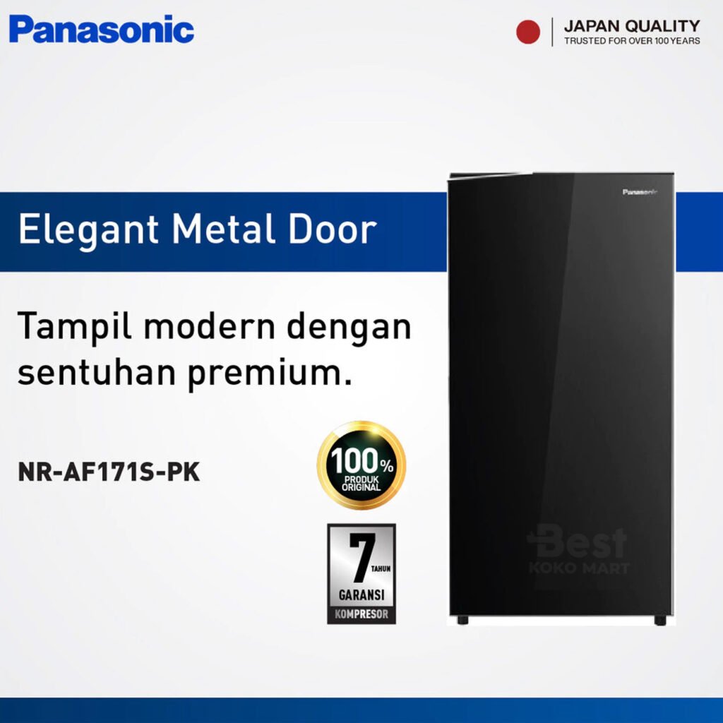 panasonic nr af171s pk kulkas 1 pintu [155 l] sparkling black garansi resmi original