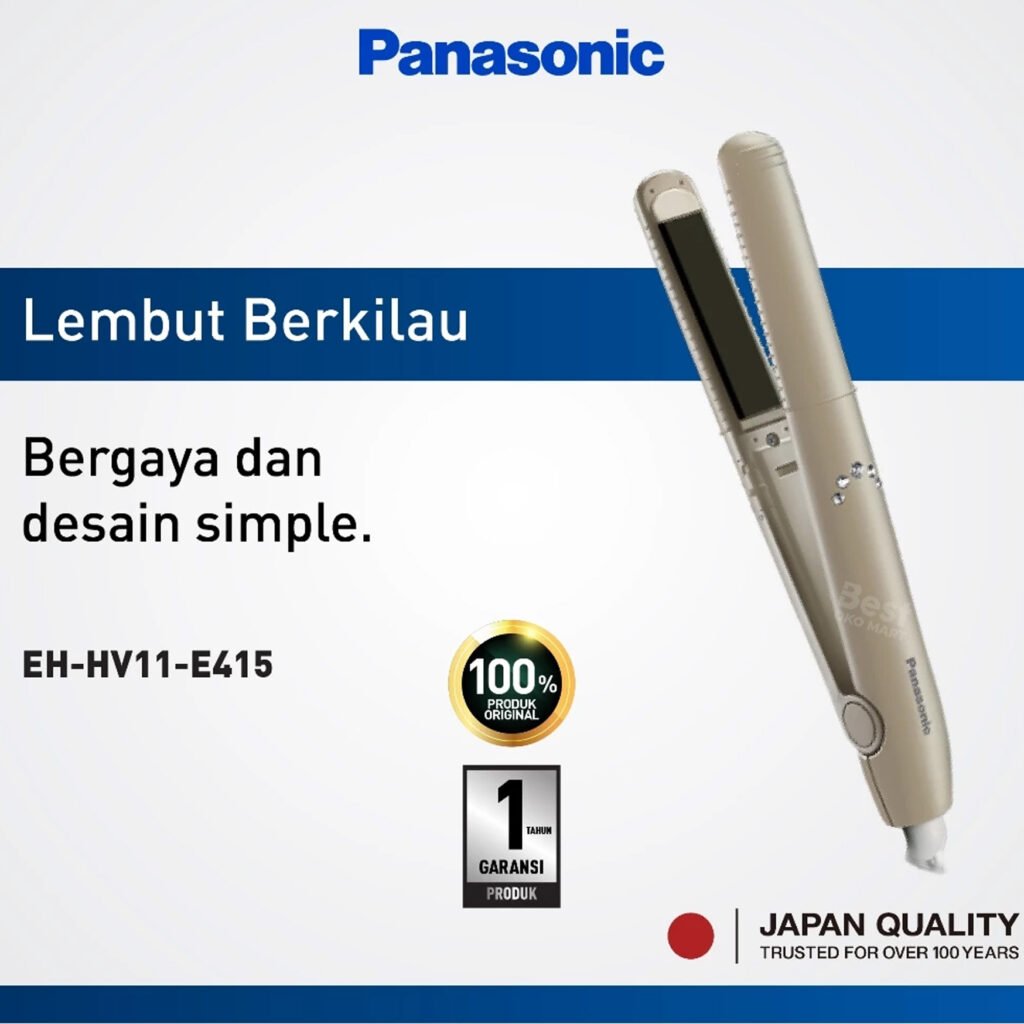 panasonic eh hv11 e415 hair straightener ceramic plate cream garansi resmi original