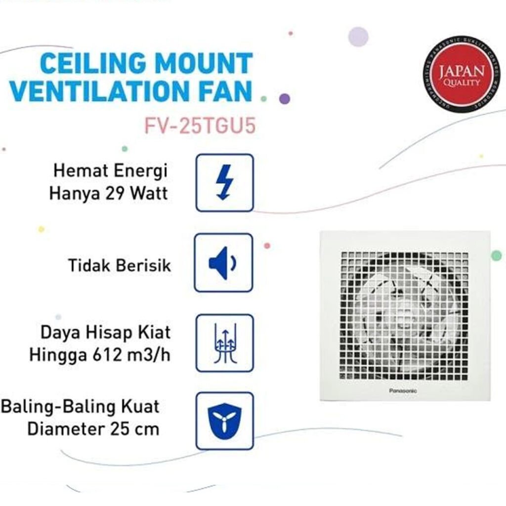 panasonic fv 25tgu5 w kipas ventilasi / ventilating fan garansi resmi original