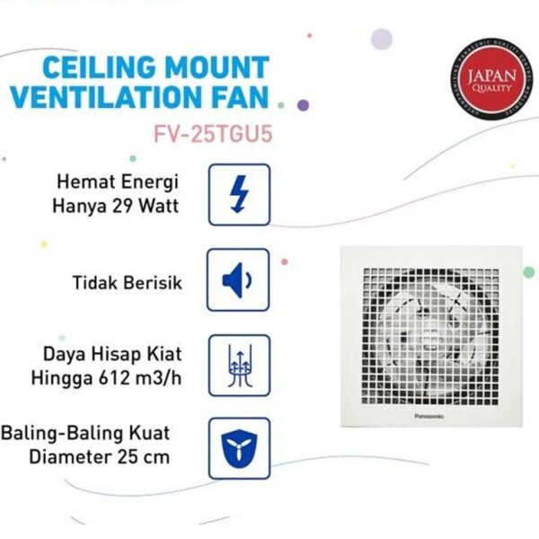 panasonic fv 25tgu5 w kipas ventilasi / ventilating fan garansi resmi original