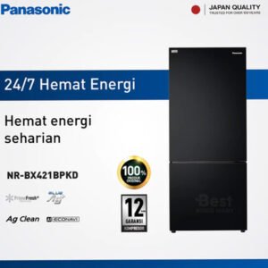 panasonic nr bx421bpkd kulkas 2 pintu inverter + prime fresh black garansi resmi original