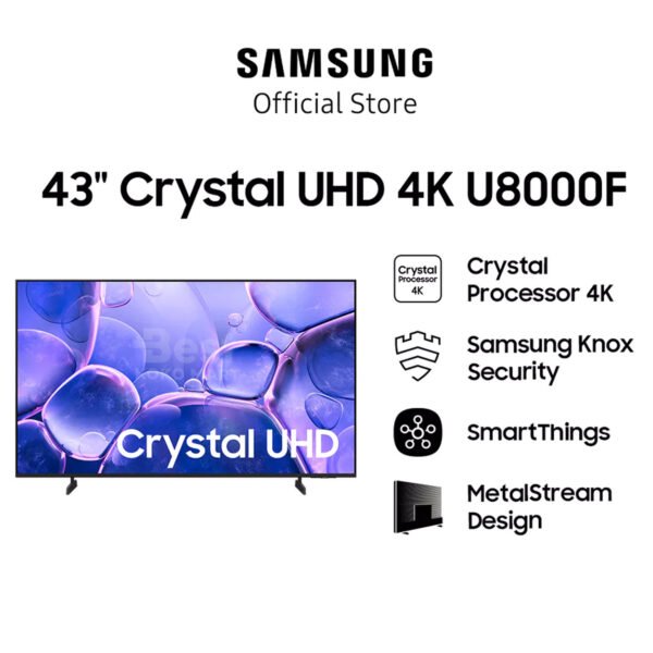 samsung 43" crystal uhd 4k u8000f smart tv | crystal processor 4k | smartthings | ua43u8000fkxxd garansi resmi original