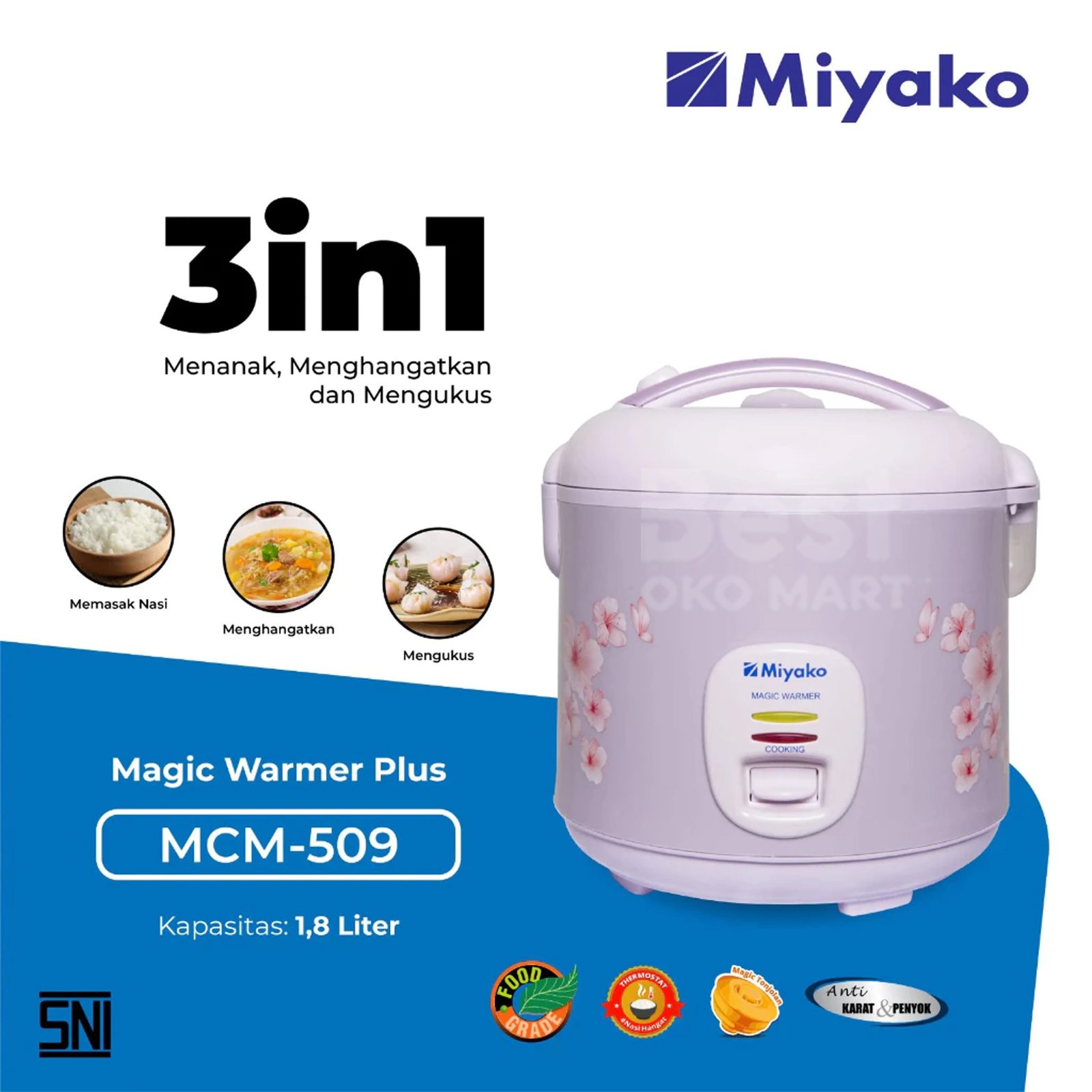 magic com miyako mcm509 magic warmer plus rice cooker 1,8 liter garansi resmi original magic com miyako mcm509 magic warmer plus rice cooker 1,8 liter garansi resmi original