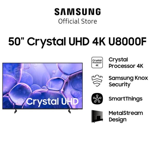 samsung 50" crystal uhd 4k u8000f smart tv | crystal processor 4k | smartthings | ua50u8000fkxxd garansi resmi original