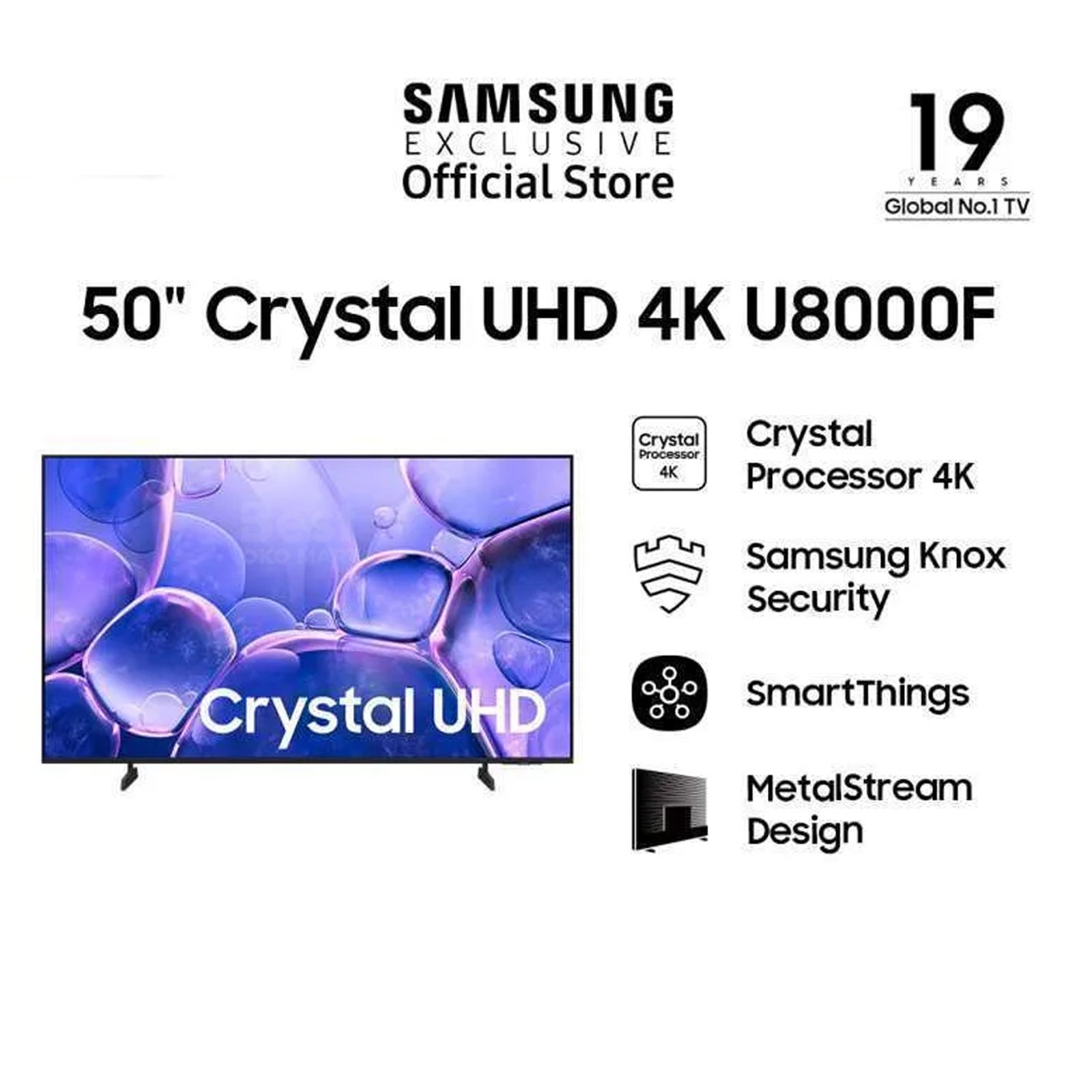 samsung 50" crystal uhd 4k u8000f smart tv | crystal processor 4k | smartthings | ua50u8000fkxxd garansi resmi original