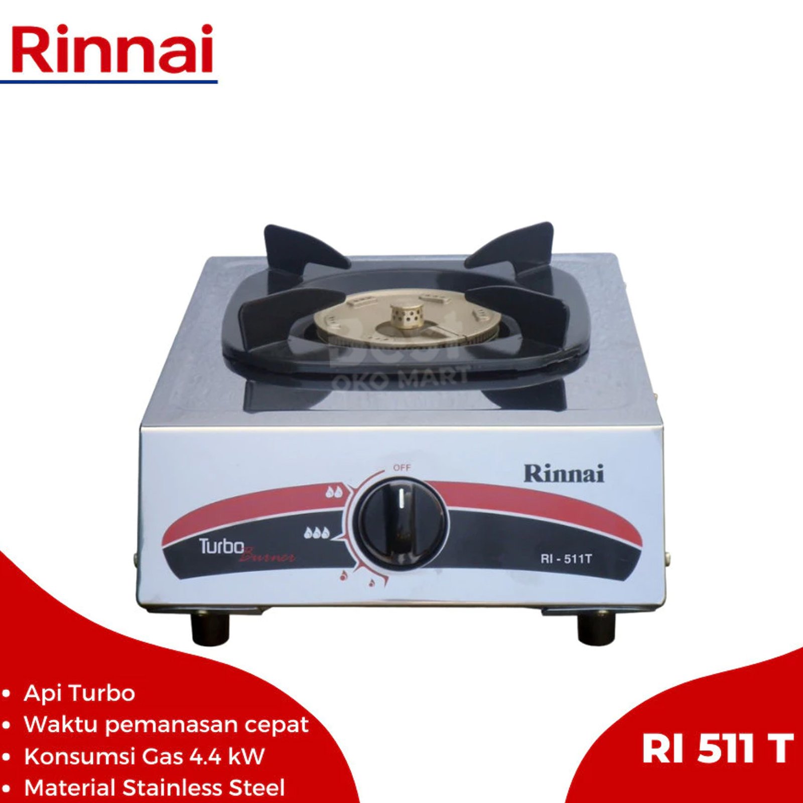 rinnai kompor gas 1 tungku rinnai ri 511 t garansi resmi original rinnai kompor gas 1 tungku rinnai ri 511 t garansi resmi original