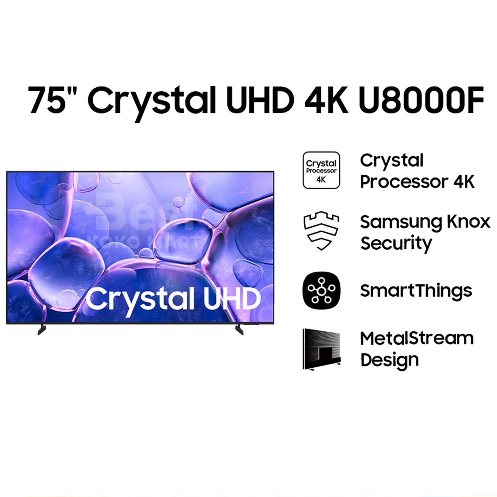 samsung 75 inch crystal uhd 4k u8000f smart tv ua75u8000fkxxd garansi resmi original