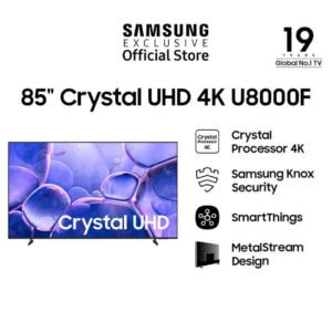 samsung 85" crystal uhd 4k u8000f smart tv | crystal processor 4k | smartthings | ua85u8000fkxxd garansi resmi original