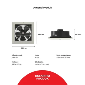maspion ceiling exhaust fan kipas angin hexos plafon 10 inch cef 25