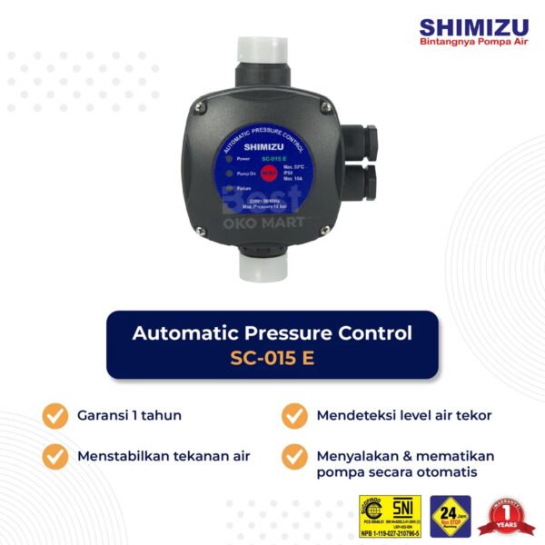 shimizu peranti otomatis pompa air / automatic pressure control sc 015 e garansi resmi original