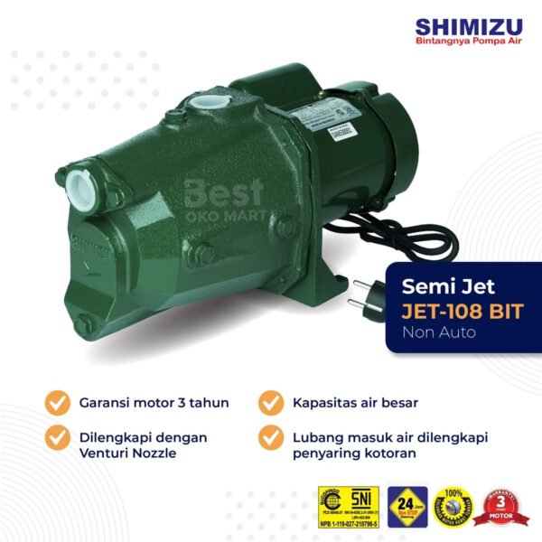 shimizu pompa air sumur dangkal semi jet non auto jet 108 bit garansi resmi original