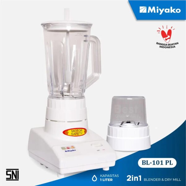blender miyako bl101pl plastik 1 liter putih 250 watt garansi resmi original