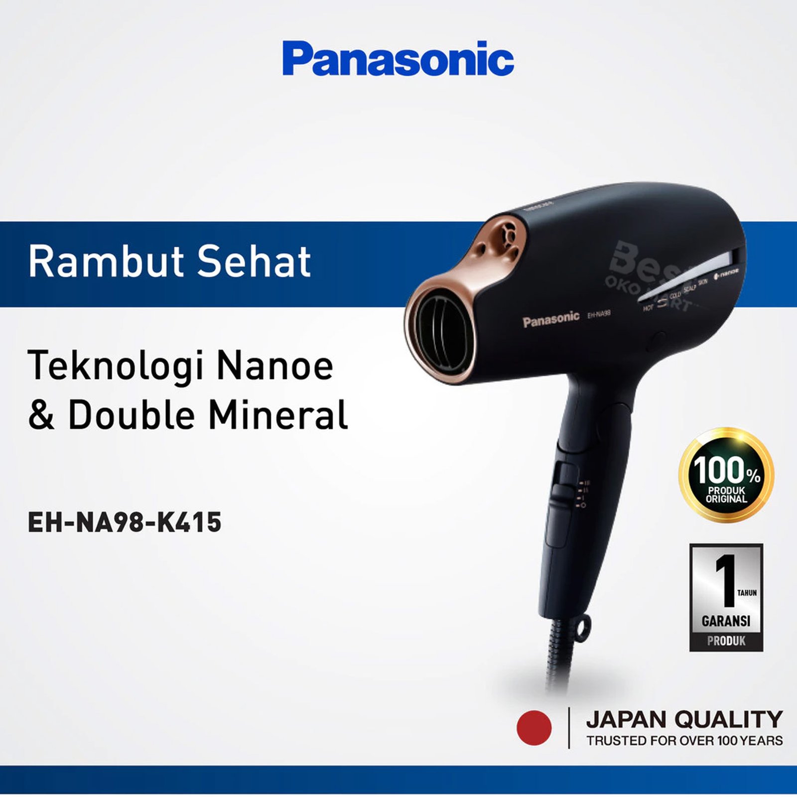 panasonic eh na98 k415 hair dryer nanoe series black garansi resmi original