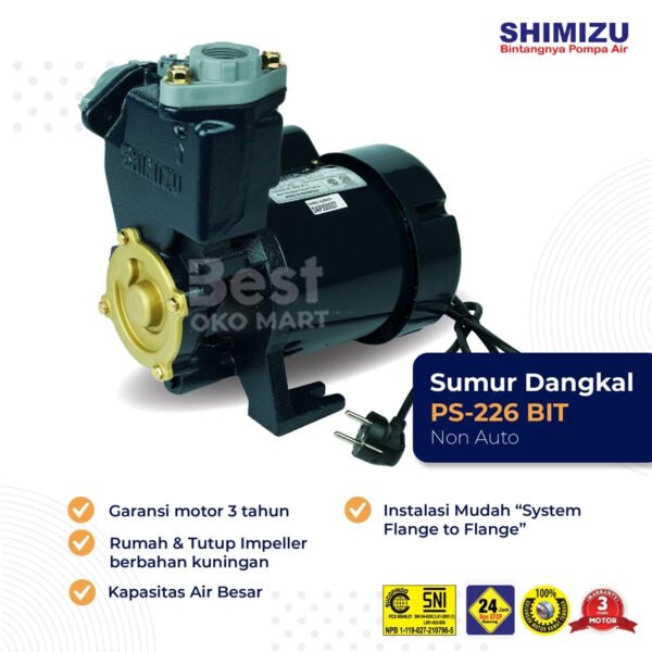 shimizu pompa air sumur dangkal non otomatis ps 226 bit garansi resmi original