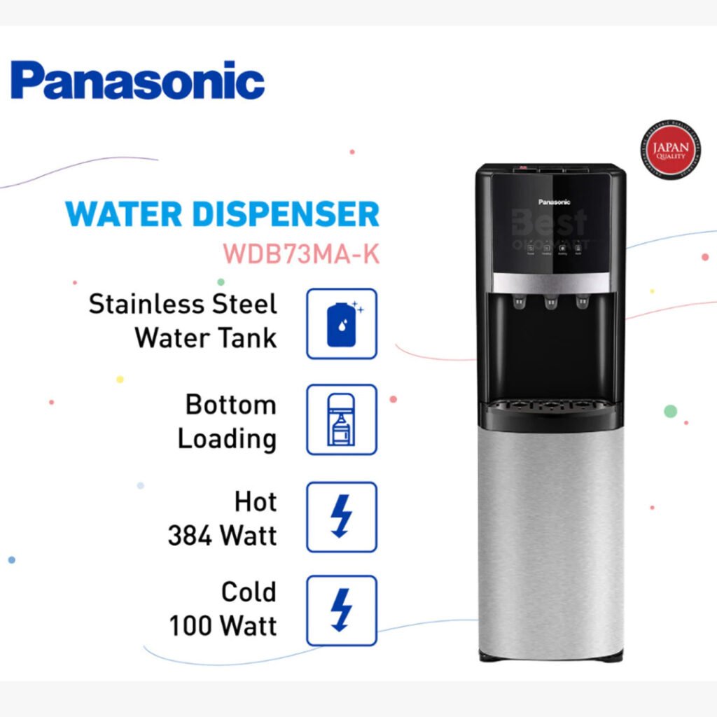 panasonic ny wdb73mak water dispenser bottom loading black garansi resmi original