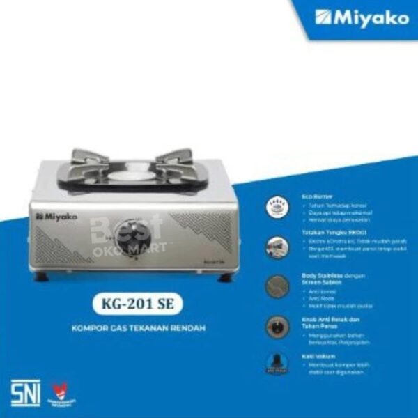 kompor gas miyako kg201se body stainless 1 tungku garansi resmi original