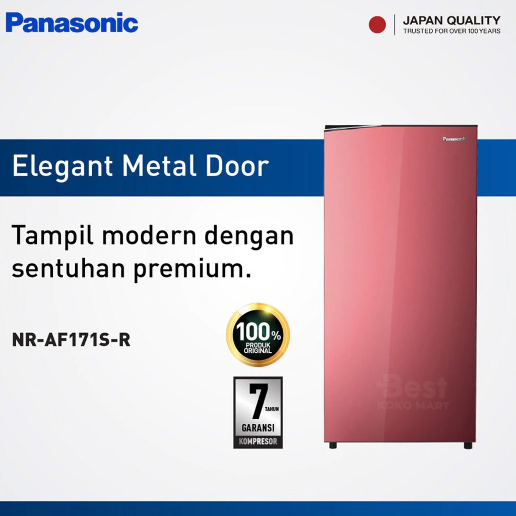 panasonic nr af171s r kulkas 1 pintu [155 l] red garansi resmi original