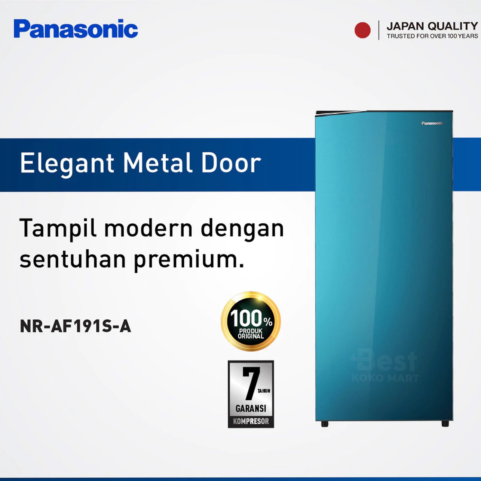 panasonic nr af191s a kulkas 1 pintu [164 l] blue garansi resmi original