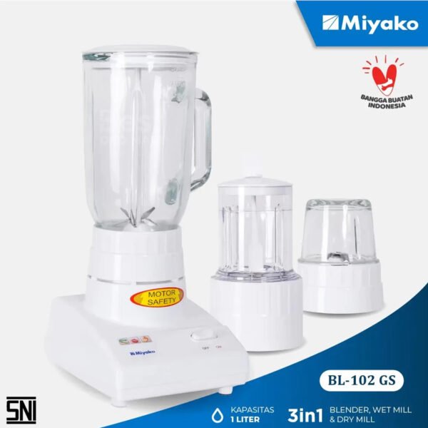 blender miyako bl102gs (kaca) putih [1l] garansi resmi original