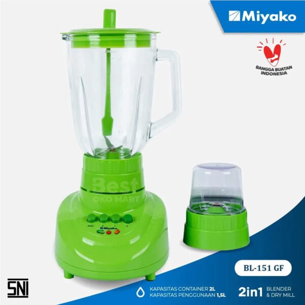 blender miyako bl151gf (kaca) hijau [1.5l] garansi resmi original