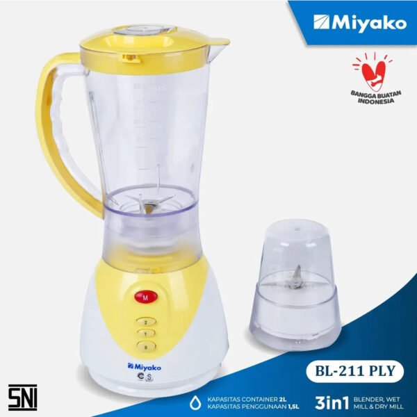 blender miyako bl211ply (plastik) kuning [1.5l] garansi resmi original