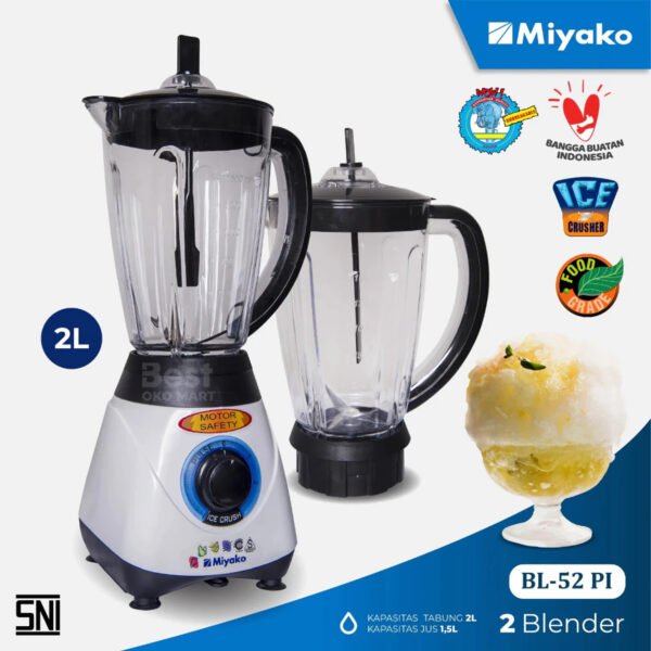 blender miyako bl52pi plastik 1.5l 2in1 300wn garansi resmi original