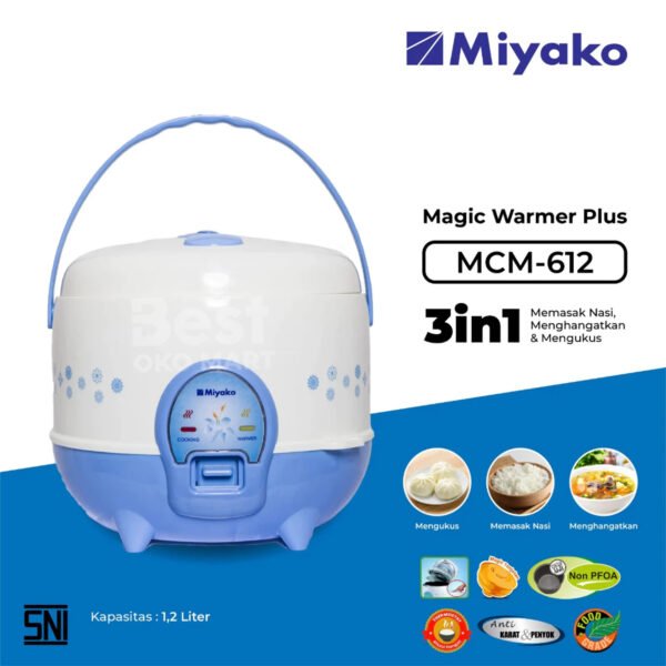 magic com miyako mcm612 rice cooker3 in 1 magic warmer plus 1.2 liter garansi resmi original