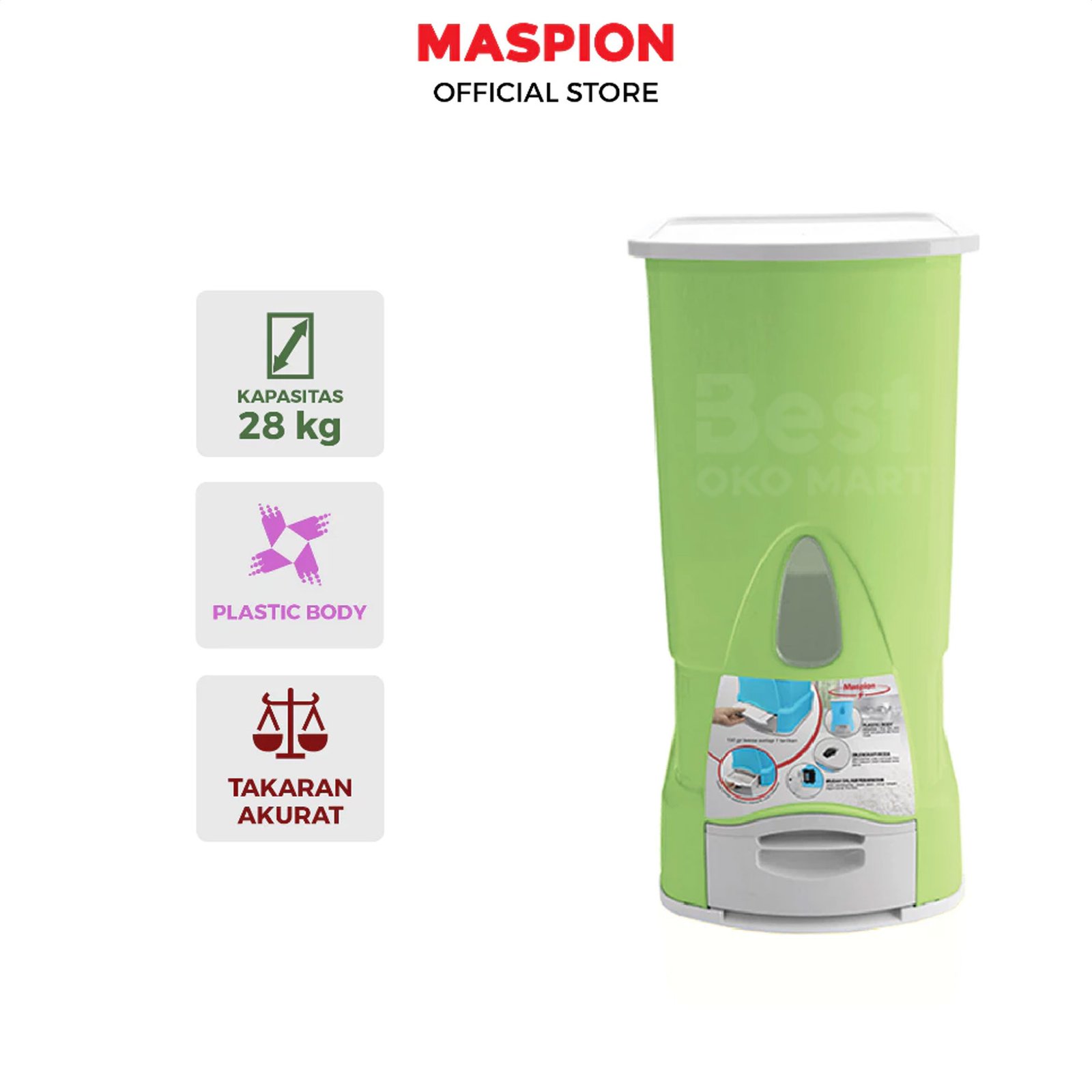maspion rice box kotak beras kapasitas 28 kg mrd 2800 ap garansi resmi original maspion rice box kotak beras kapasitas 28 kg mrd 2800 ap garansi resmi original