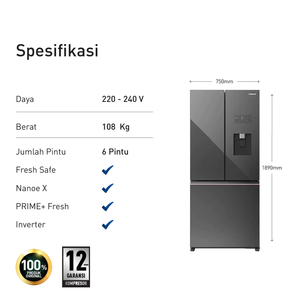 panasonic nr yw590ymms multidoor prime freeze + nanoe x dark mirror garansi resmi original panasonic nr yw590ymms multidoor prime freeze + nanoe x dark mirror garansi resmi original