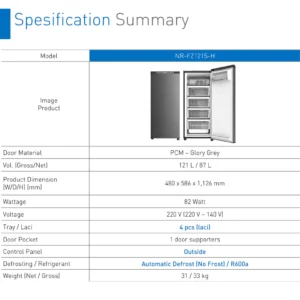 panasonic nr fz121s h no frost freezer 121l garansi resmi original