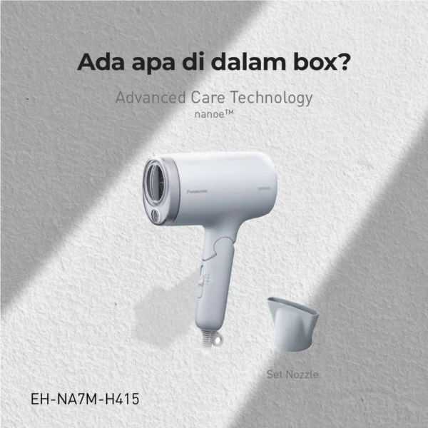 panasonic eh na7m h415 nanocare hairdryer 1600w light grey garansi resmi original