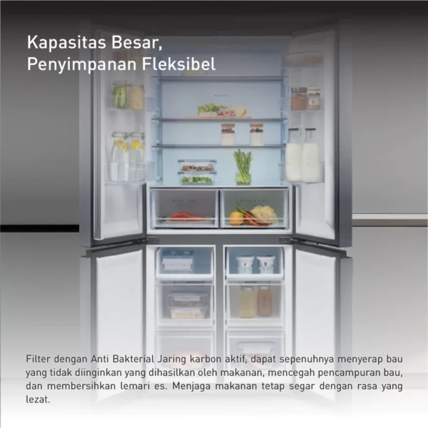 panasonic nr xc561cuzd kulkas multidoor inverter quattro black garansi resmi original