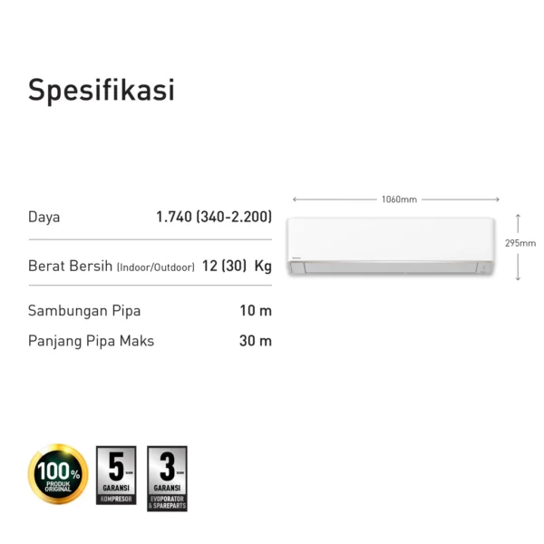 panasonic cs/cu pu24akj ac standard inverter [2.5 pk] garansi resmi original