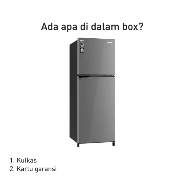 panasonic nr bb250v h kulkas 2 pintu top freezer + inverter grey garansi resmi original