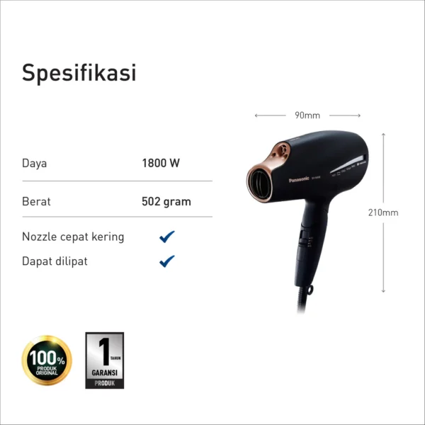panasonic eh na98 k415 hair dryer nanoe series black garansi resmi original