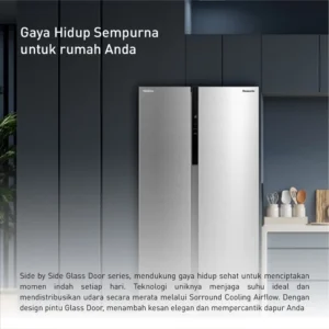 panasonic nr sc631bwsd kulkas side by side infinite inverter silver garansi resmi original