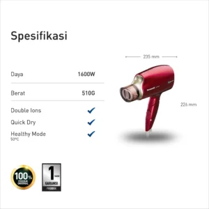 panasonic eh na45rp415 hair dryer nanoe series rouge pink garansi resmi original