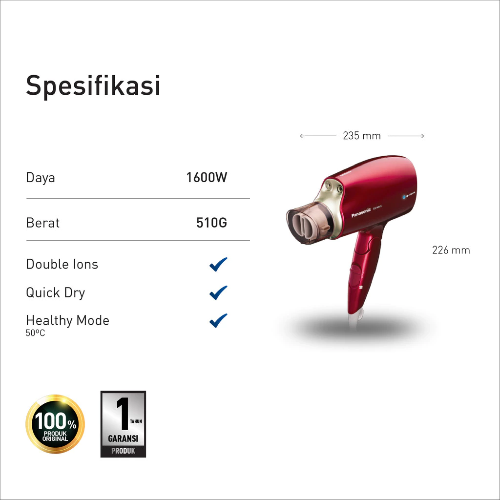 panasonic eh na45rp415 hair dryer nanoe series rouge pink garansi resmi original