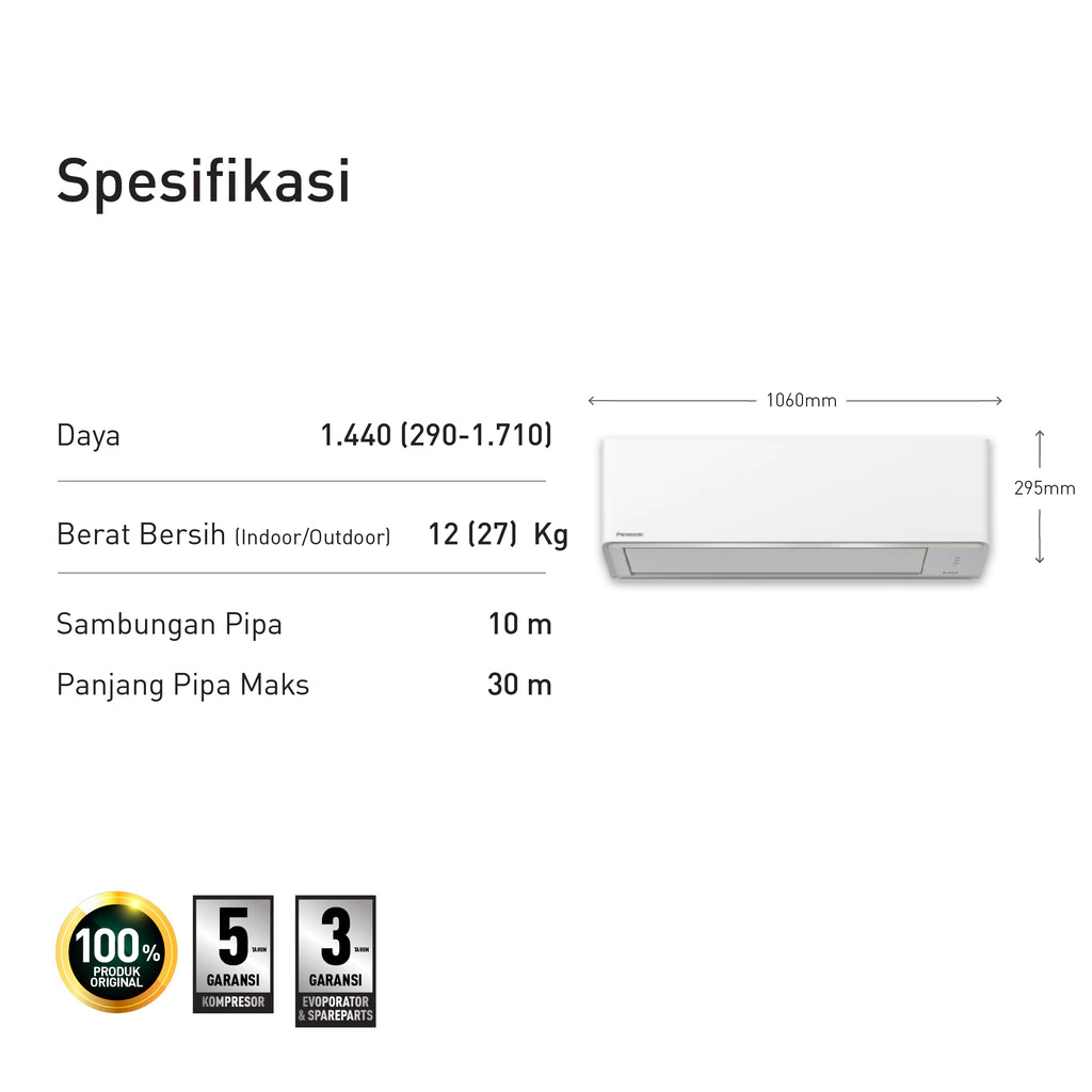panasonic cs/cu pu18akj ac standard inverter [2 pk] garansi resmi original